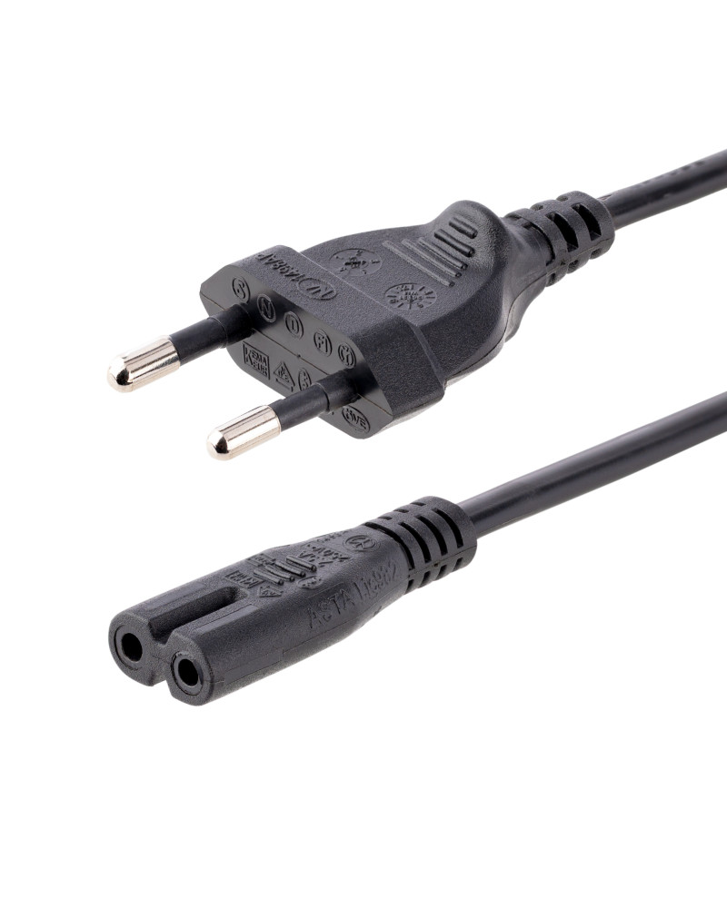 StarTech.com Cordon d'alimentation bipolaire standard EU vers C7 de 1m pour ordinateur portable - M/F - Noir