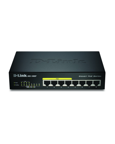 D-Link DGS-1008P/E commutateur réseau Non-géré L2 Connexion Ethernet, supportant l'alimentation via ce port (PoE) Noir